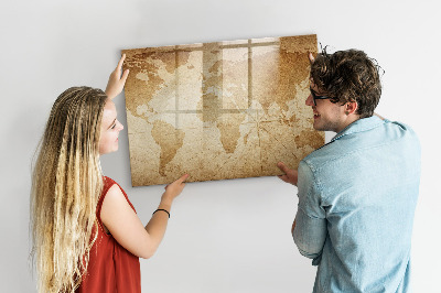 Tablica magnetyczna suchościeralna dla dzieci Mapa świata vintage