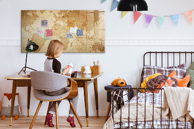 Tablica magnetyczna suchościeralna dla dzieci Mapa świata vintage