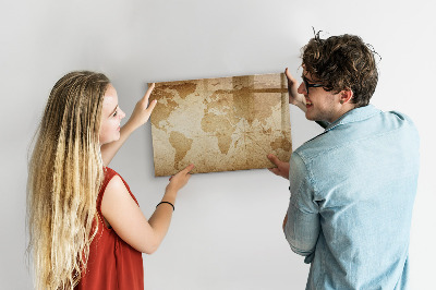 Tablica magnetyczna suchościeralna dla dzieci Mapa świata vintage