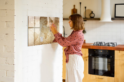 Tablica magnetyczna na magnesy na ścianę Mapa świata vintage