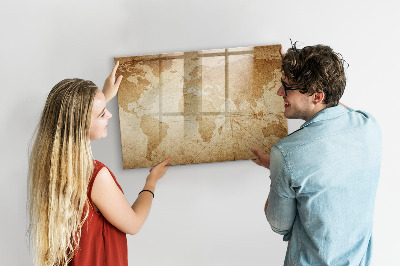 Tablica magnetyczna suchościeralna dla dzieci Mapa świata vintage