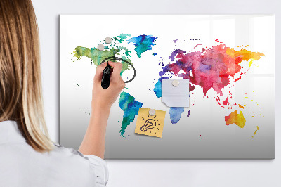 Tablica magnetyczna z pisakiem Akwarel mapa świata