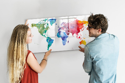 Tablica magnetyczna z pisakiem Akwarel mapa świata