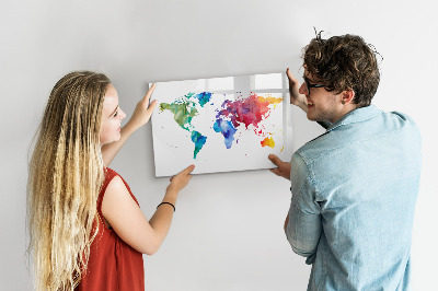 Tablica magnetyczna z pisakiem Akwarel mapa świata