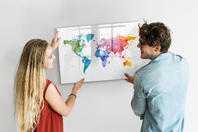 Tablica magnetyczna z pisakiem Akwarel mapa świata