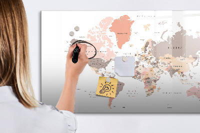 Tablica magnetyczna na magnesy na ścianę Mapa świata