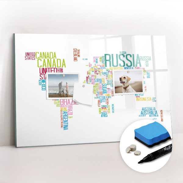 Tablica magnetyczna z pisakiem Mapa z nazw państw