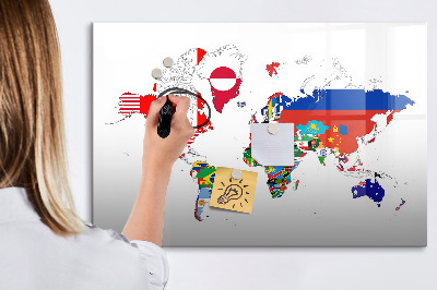 Tablica magnetyczna z pisakiem Mapa flag narodowych