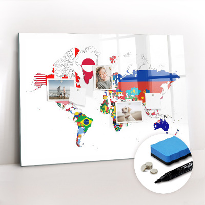 Tablica magnetyczna z pisakiem Mapa flag narodowych