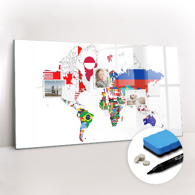 Tablica magnetyczna z pisakiem Mapa flag narodowych