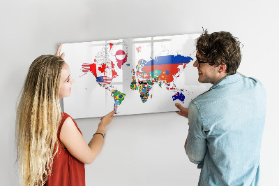 Tablica magnetyczna z pisakiem Mapa flag narodowych