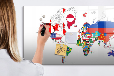 Tablica magnetyczna z pisakiem Mapa flag narodowych