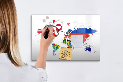 Tablica magnetyczna z pisakiem Mapa flag narodowych