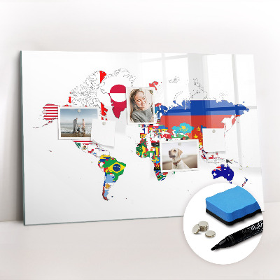 Tablica magnetyczna z pisakiem Mapa flag narodowych