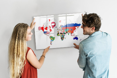 Tablica magnetyczna z pisakiem Mapa flag narodowych