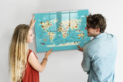 Tablica magnetyczna z pisakiem Mapa świata zwierząt