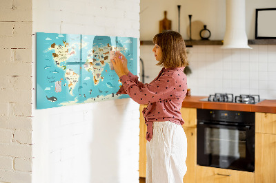 Tablica magnetyczna z pisakiem Mapa świata zwierząt