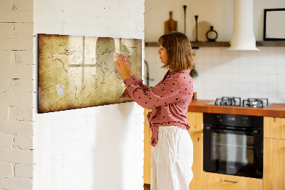 Tablica magnetyczna na magnesy na ścianę Stara mapa świata