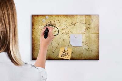 Tablica magnetyczna na magnesy na ścianę Stara mapa świata