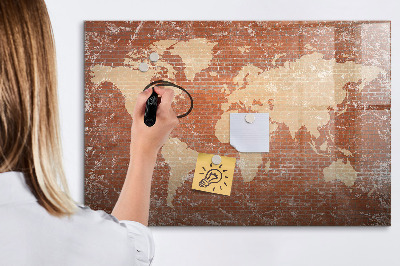 Tablica magnetyczna suchościeralna dla dzieci Mapa świata na cegle