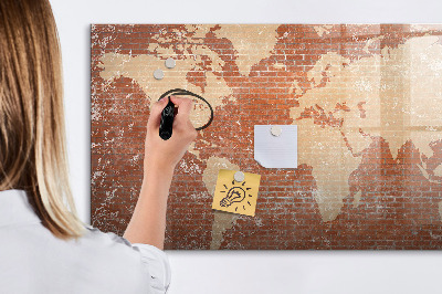 Tablica magnetyczna suchościeralna dla dzieci Mapa świata na cegle
