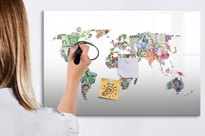 Tablica magnetyczna z pisakiem Mapa świata banknowy