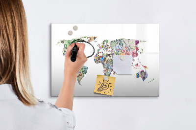 Tablica magnetyczna z pisakiem Mapa świata banknowy