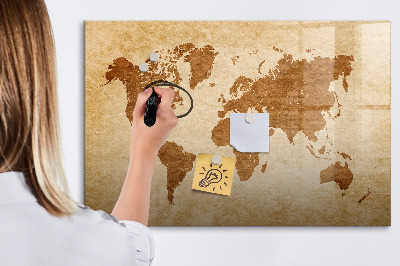 Tablica magnetyczna suchościeralna dla dzieci Mapa świata w starym stylu