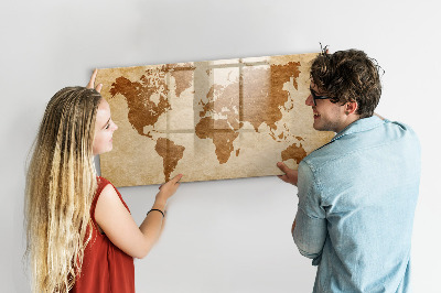 Tablica magnetyczna suchościeralna dla dzieci Mapa świata w starym stylu