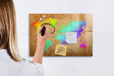 Tablica magnetyczna suchościeralna dla dzieci Mapa świata