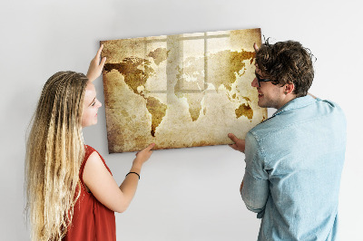 Tablica magnetyczna z pisakiem Stara mapa świata