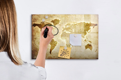 Tablica magnetyczna z pisakiem Stara mapa świata