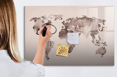 Tablica magnetyczna suchościeralna dla dzieci Akwarela mapa świata