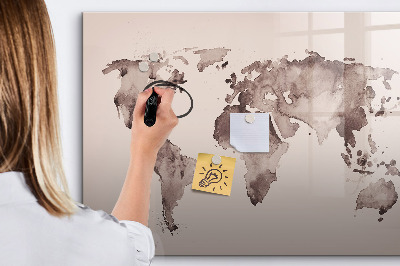 Tablica magnetyczna suchościeralna dla dzieci Akwarela mapa świata