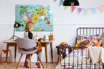 Tablica magnetyczna z pisakiem Mapa świata ze zwierzętami