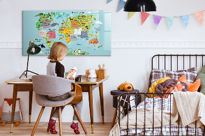Tablica magnetyczna z pisakiem Mapa świata ze zwierzętami