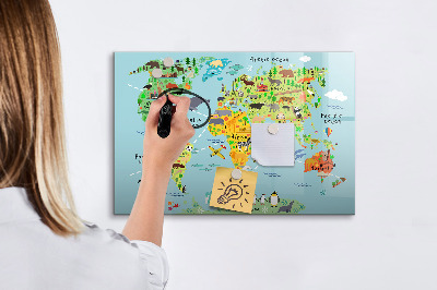 Tablica magnetyczna z pisakiem Mapa świata ze zwierzętami