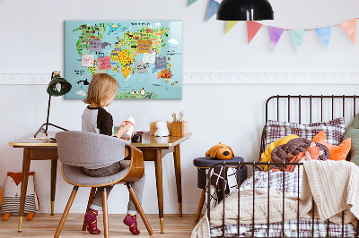 Tablica magnetyczna z pisakiem Mapa świata ze zwierzętami