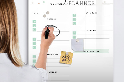 Tablica suchościeralna magnetyczna Plan posiłków