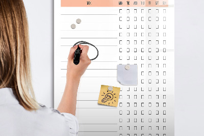 Tablica magnetyczna suchościeralna Lista kontrolna sprzątania