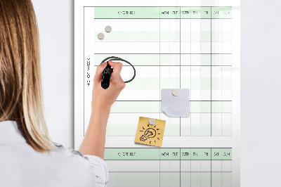Tablica suchościeralna magnetyczna Tabela obowiązków