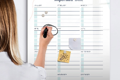 Tablica suchościeralna magnetyczna Ważne daty
