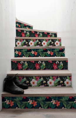 Naklejki na schody Tropikalne Kwiaty