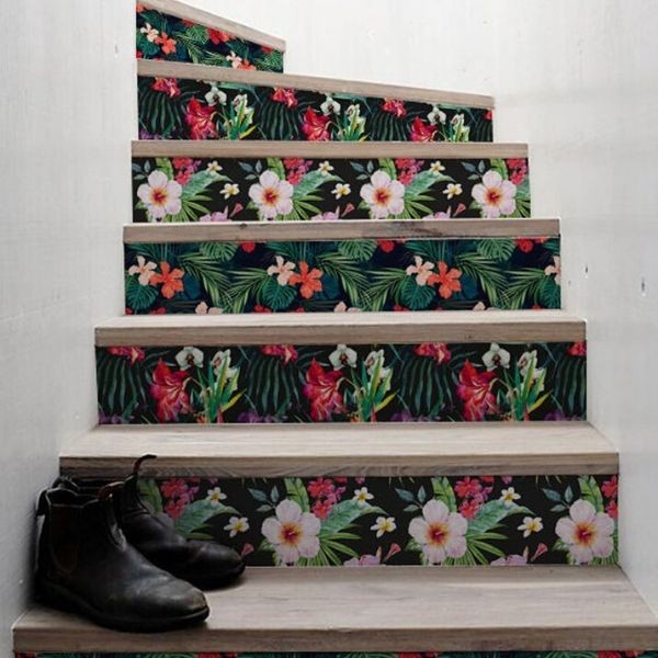 Naklejki na schody w kwiaty 